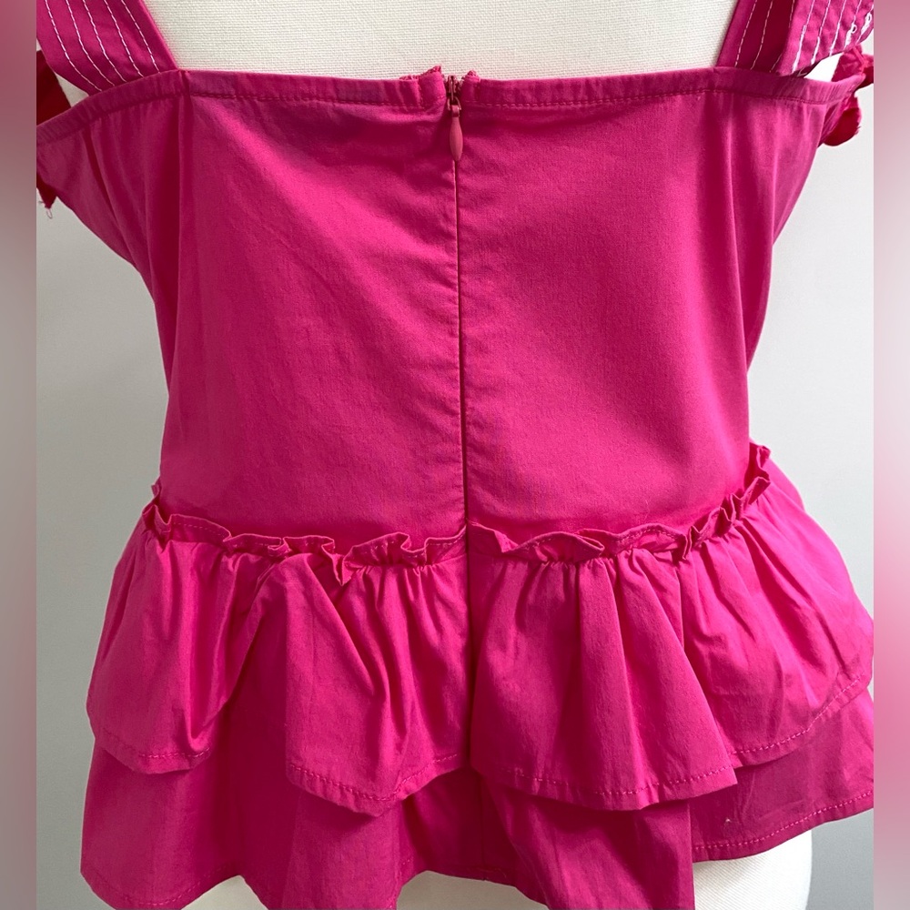 Strut & Bolt Womens L Ruffle Crop Pink Top Boho Fall Festival Preppy Cottagecore - Picture 7 of 15